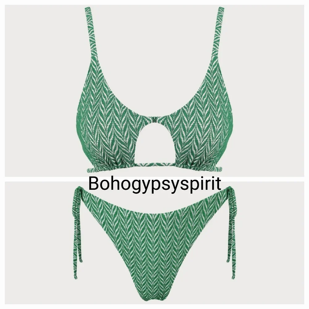 $87 Berlook Green Geometric Cut Out Bikini Set